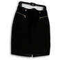 Womens Black Flat Front Zip Pockets Pull-On Straight & Pencil Skirt Size 10 image number 2