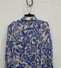 Womens Blue White Floral 3/4 Sleeve Collared Button Front Shirt Dress Sz L image number 4