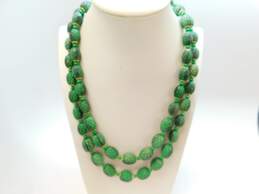 Vintage Green Watermelon Bead Necklace 57.8g