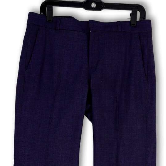Womens Blue Flat Front Slash Pocket Straight Leg Dress Pants Size 6L image number 3