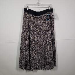 NWT Womens Floral Elastic Waist Pull-On Midi Pleated Skirt Size Large
