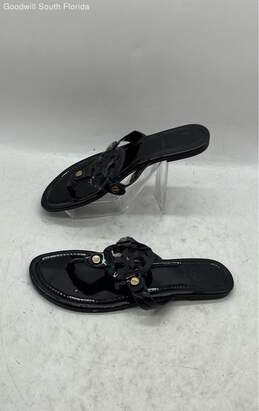 Tory Burch Womens Miller Black Slip-On Open Toe Flat Thong Sandals Size 9