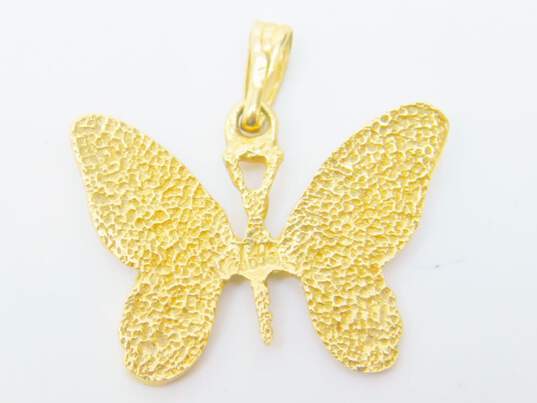 14K Yellow Gold Textured Butterfly Pendant 2.0g image number 3