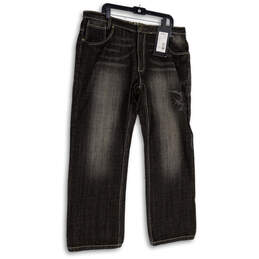 NWT Mens Black Dark Wash Denim Stretch Straight Leg Jeans Size 38/32