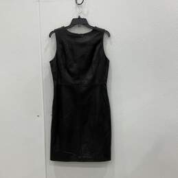 NWT Antonio Melani Womens Sleeveless Black Leather Back Zip Sheath Dress Size 10