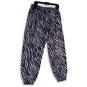 Womens Purple Black Zebra Print Drawstring Elastic Waist Jogger Pants Sz M image number 2