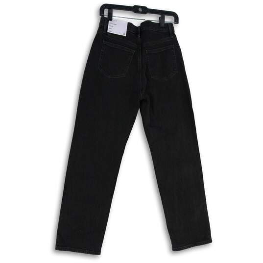 NWT Loft Womens Black Denim High Rise Button Fly Straight Leg Jeans Size 26 image number 2