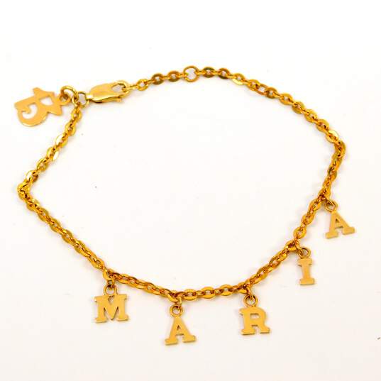18K Yellow Gold Chain & 13 Pendant w/ 14K Yellow Gold Maria Name Charms 4.4g image number 6