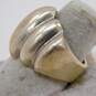 Taxco & Mexican Modernist 925 Sterling Silver Ridged & Opalescent Glass Rings 24.3g image number 5