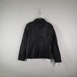 Womens Regular Fit Collared Long Sleeve Leather Full-Zip Jacket Size Large alternative image