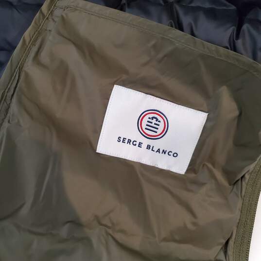 Serge Blanco Olive Green Zip Up Puffer Vest Jacket Size M image number 4