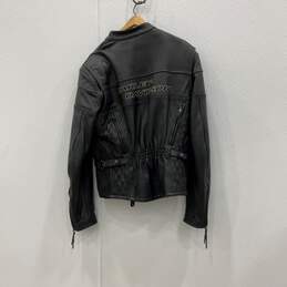 Harley Davidson Womens Black Leather Full-Zip Motorcycle Jacket Size XL alternative image