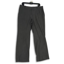 Womens Gray Flat Front Slash Pocket Straight Leg Dress Pants Size 12