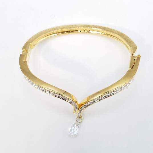 Swarovski Gold Tone /Clear Faceted Crystal 7in Bracelet 25.9g image number 4