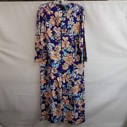 Miss Elaine Plus Size Floral Zip-Front Night Gown Size S