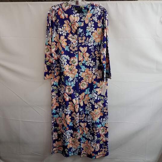 Miss Elaine Plus Size Floral Zip-Front Night Gown Size S image number 1