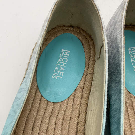 Womens Blue Ombre Logo Wooden Detail Slip-On Espadrille Flats Size 9.5 image number 7