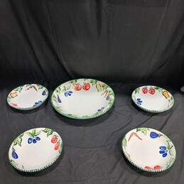 The Cellar 5-Piece Bowl Set - Hand Painted And Made In Italy - 4 8.5" Bowls, 1 13.25" Bowl