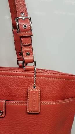 Coach Red Leather Pebbled Tote Bag alternative image