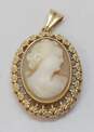 Vintage 14K Yellow Gold Carved Shell Cameo Pendant 3.5g image number 1