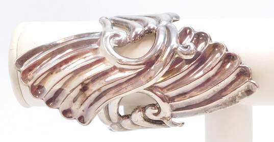 Vintage Artemio Navarrete Taxco Sterling Silver Mexican Modernist Clamper Cuff Bracelet 74.3g image number 1