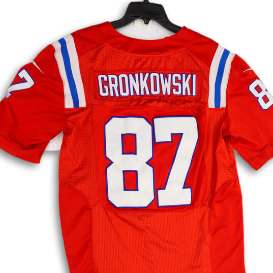 Mens Red Blue New England Patriots Rob Gronkowski #87 NFL Jersey Size 44 image number 4