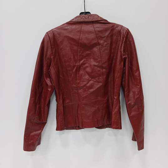 Women's Red Vintage Casablanca Leather Jacket Size 9/10 image number 2