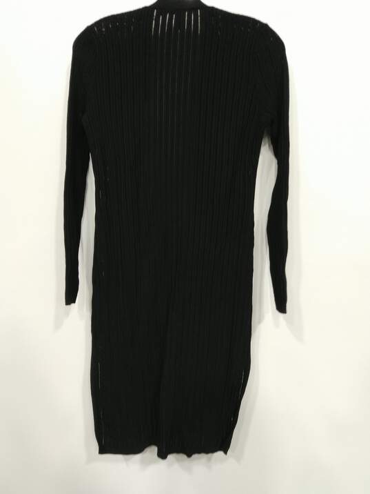 Women's Black Long Open Cardigan Size S image number 2