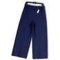 NWT Womens Blue Flat Front Wide Leg Back Zip Cropped Pants Size 8 Tall image number 1