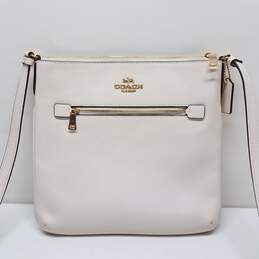 COACH Women's Leather Rowan File Crossbody Bag Chalk White C1556