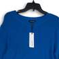 NWT 525 America Womens Blue Knitted V-Neck Long Sleeve Pullover Sweater Size M image number 3
