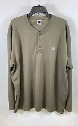 The North Face Men Olive Green Quarter Button Up Long Sleeve Shirt XXL