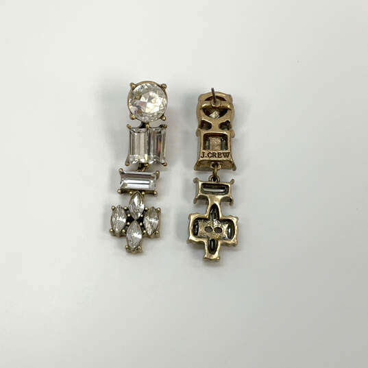 Designer J. Crew Gold-Tone Crystal Cut Stone Art Deco Dangle Earrings image number 3
