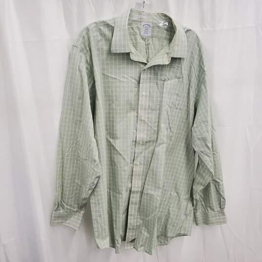 Brooks Brother Men's Regent Green Plaid Cotton Button Up Shirt Size 18-6/7 image number 1