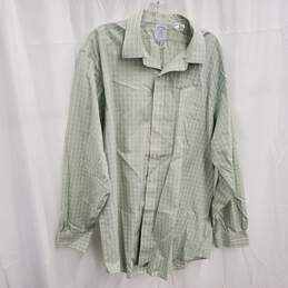 Brooks Brother Men's Regent Green Plaid Cotton Button Up Shirt Size 18-6/7