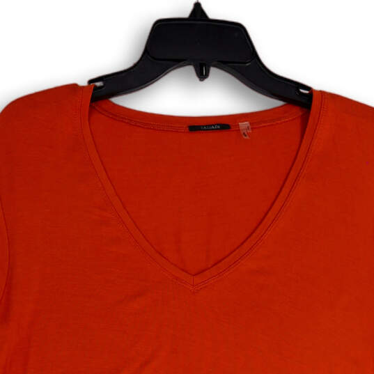 Womens Orange V-Neck Short Sleeve Pullover T-Shirt Size X-Large image number 3