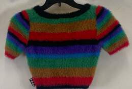 UNIF Women's Rainbow Stripe Crop Sweater- XS alternative image