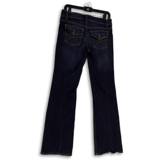 Womens Blue Denim Medium Wash Pockets Stretch Bootcut Leg Jeans Size 4R image number 2