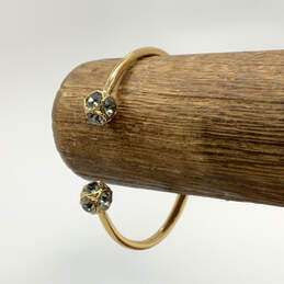 Designer Kate Spade Gold-Tone Crystal Stone Hinged Open Cuff Bracelet