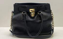 Michael Kors Hamilton Black Leather Shoulder Satchel Bag