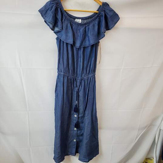 Tommy Bahamas Denim Off Shoulder with Tags Midi Dress in Size Small image number 1