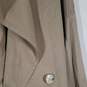 Womens Collared Long Sleeve Belted Button Front Trench Coat Size Large image number 3