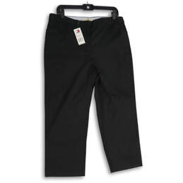 NWT Womens Black Flat Front Straight Leg Cropped Pants Size 12