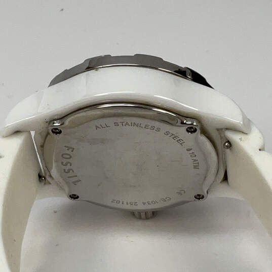 Designer Fossil CE-1034 White Adjustable Strap Round Dial Analog Wristwatch image number 4