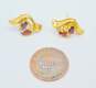 Elegant 14K Yellow Gold Oval Garnet 0.06 CTTW Diamond Earrings 3.8g image number 6
