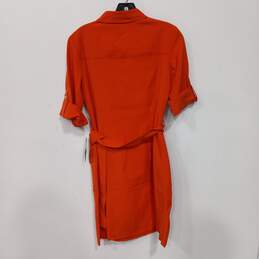 Sharagano Women's Firestarter Orange Short Sleeve Belted Dress Size 8 NWT alternative image