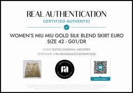 Miu Miu Women's Gold Silk Blend Mini Skirt Size 10 US w/COA alternative image