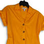 NWT Womens Yellow Short Sleeve Tie Waist Collared Shirt Dress Size XS image number 3