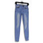 Womens Blue Medium Wash Denim Pockets Stretch Skinny Leg Jeans Size 1 image number 1
