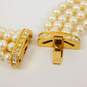Vintage Christian Dior Icy Rhinestone Gold Tone & Faux Pearl Multi Strand Bracelet 44.9g image number 4